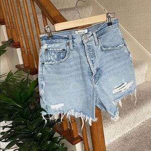 Agolde Riley High Rise Vintage Style Distressed Jean Shorts 26